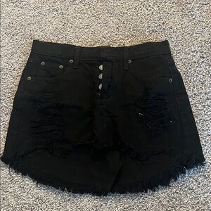 Carmar High/Low Mini Black Distressed Women Skirt
